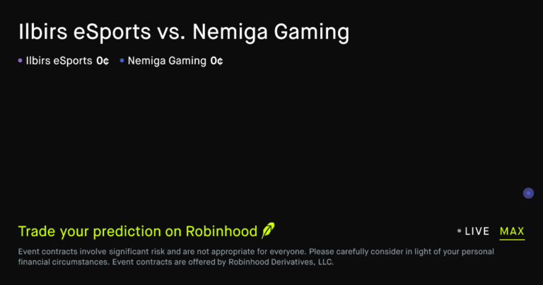 July 23, 2026: Ilbirs eSports vs. Nemiga Gaming Esports Prediction Market – Robinhood