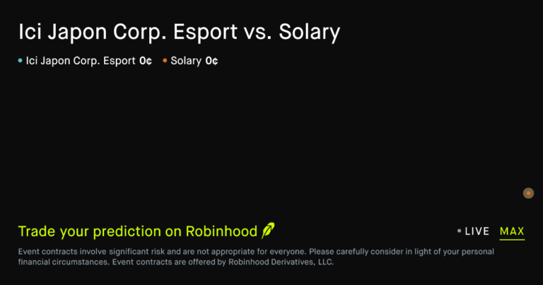 July 28, 2026: Ici Japon Corp. Esport vs. Solary Esports Prediction Market – Robinhood