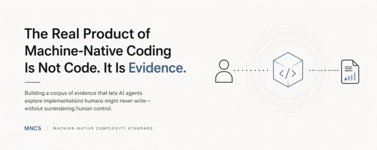 The Real Product of Machine-Native Coding Is Not Code. It Is Evidence.