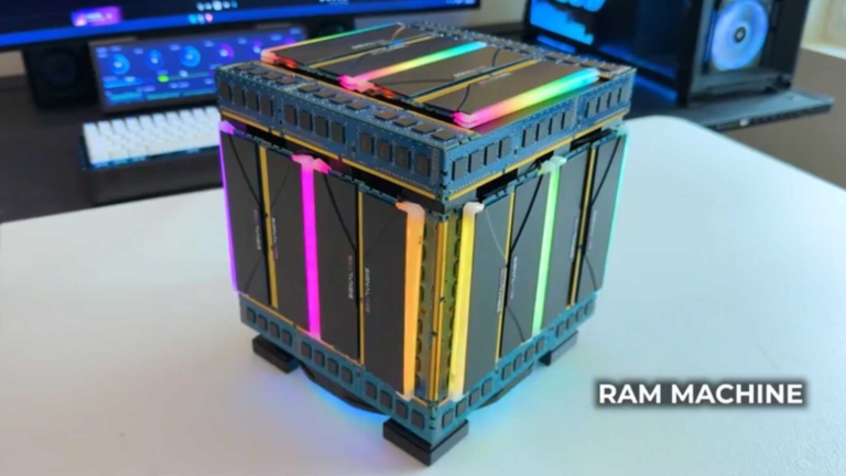 ‘RAM Machine’ case probably costs more than the entire build — Nvidia RTX 5060, Core Ultra 5 CPU, and 32GB DDR5-8200 RAM are hiding inside
