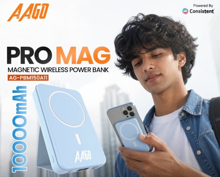 Consistent AAGO ProMag 10000mAh magnetic wireless power bank with 22.5W wired, 15W wireless charging and kickstand launched