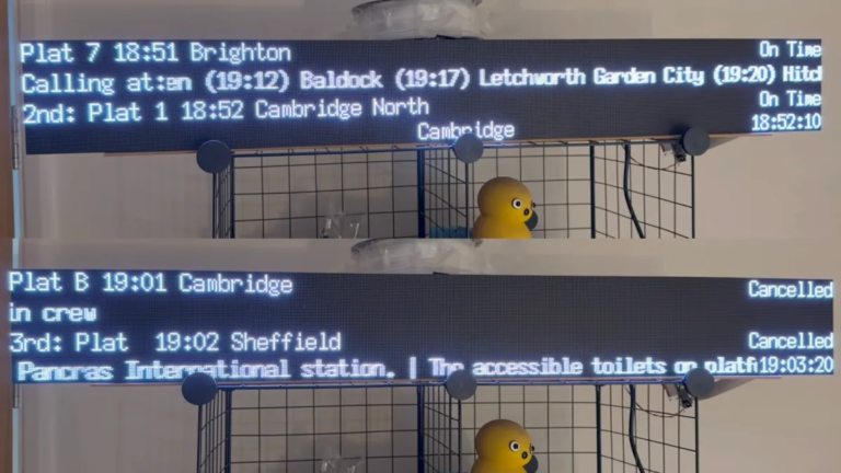 Man builds DIY train station departure board