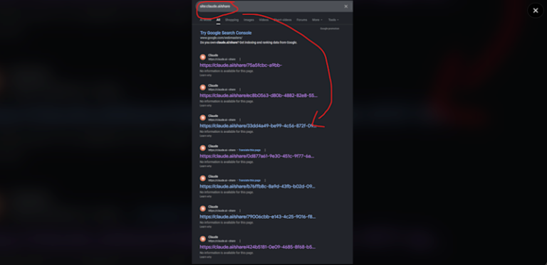 Uh-oh: Some Claude shared conversations and Artifacts appear to be indexed and publicly accessible on Google Search