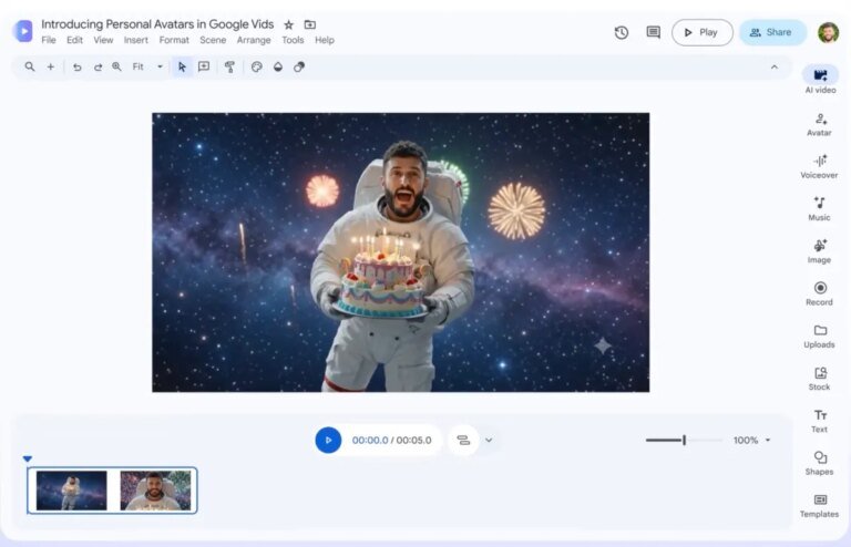 Google Vids now lets you star in your own AI videos