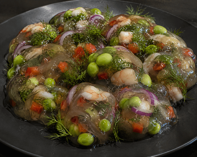 Create an image of a fresh and vibrant appetizer that is delicious, but so ugly that no one would eat it