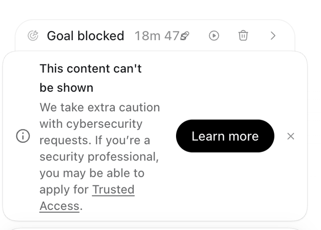 Codex Security "This content can’t be shown"?