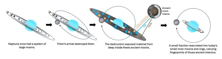 Smashed Ice Worlds Formed Neptune’s Inner Moons and Rings