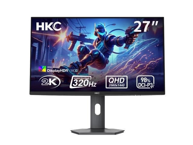 [Monitor]HKC G27M5 27 Inch QD-Mini LED Gaming Computer Monitor 1440p 320Hz IPS HDR1400 1152-Zone Backlight 1ms DCI-P3 98% Height Adjustable DisplayPort 1.4 HDMI 2.1 Adaptive Sync Next-Gen Esports Monitor $200