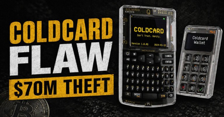Coldcard Hardware Wallet Flaw Linked to $70 Million Bitcoin Theft in 41 Minutes