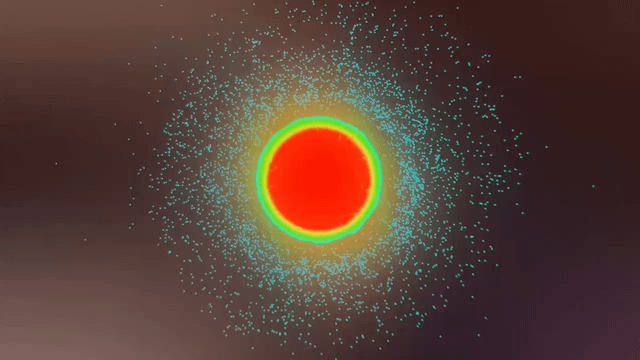 Simulation of a collision between two massive bodies